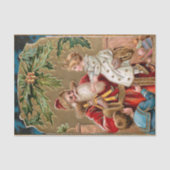 ヴィンテージ金ゴールドがサンタを飾り子どもたち 薄葉紙 (正面)