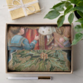 ヴィンテージ金ゴールドがサンタを飾り子どもたち 薄葉紙 (ギフト)