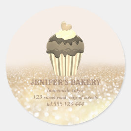 ヴィンテージ金ゴールドきらびやかな自家製のカップケーキとスイーツ ラウンドシール