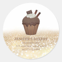 ヴィンテージ金ゴールドきらびやかな自家製のカップケーキとスイーツ ラウンドシール