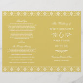 ヴィンテージ金ゴールドとアイボリーアールデコ結婚式 プログラム (正面)