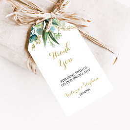 ヴィンテージ金ゴールドとグリーンユーカリありがとう ギフトタグ