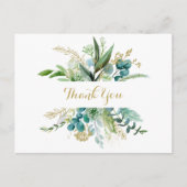 ヴィンテージ金ゴールドとグリーンユーカリありがとう ポストカード (正面)