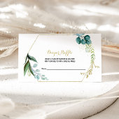 ヴィンテージ金ゴールドとグリーンユーカリおむつラッフル エンクロージャーカード