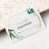 ヴィンテージ金ゴールドとグリーンユーカリおむつラッフル エンクロージャーカード