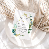 ヴィンテージ金ゴールドとグリーンユーカリスペインの結婚ズ 招待状