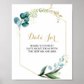 ヴィンテージ金ゴールドとグリーンユーカリ日付ジャールサイン ポスター (正面)