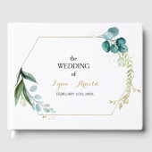 ヴィンテージ金ゴールドとグリーンユーカリ結婚プス ゲストブック (正面)