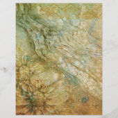 ヴィンテージ金ゴールドとティール（緑がかった色）テクスチャフローラ (正面)