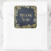 ヴィンテージ金ゴールドとネイビーブルー渦巻きボホサンキュー スクエアシール (バッグ)