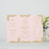 ヴィンテージ金ゴールドとピンクトリフォールド結婚式 プログラム (スタンド正面)