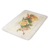 ヴィンテージ金ゴールドとピンクローズ バスマット (アングル)