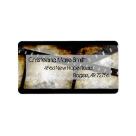 ヴィンテージ金ゴールドとブラックフィルムストリップの水色 ラベル