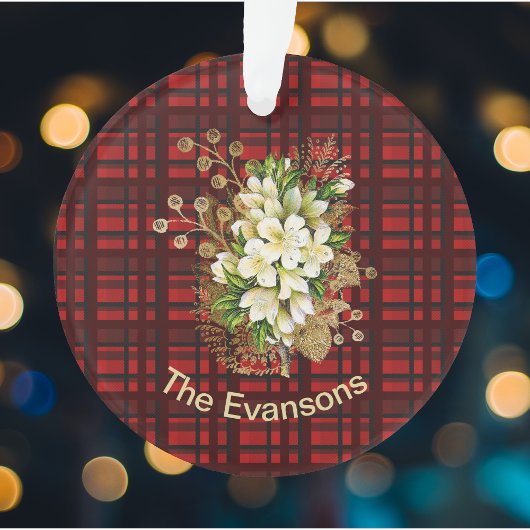 ヴィンテージ金ゴールドとホワイトブーケのクリスマスプレド オーナメント