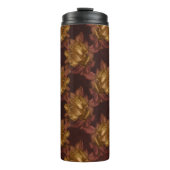 ヴィンテージ金ゴールドとマルーン秋の花柄 タンブラー (正面)