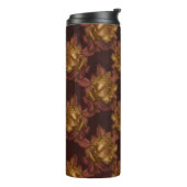 ヴィンテージ金ゴールドとマルーン秋の花柄 タンブラー (回転左)