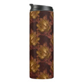 ヴィンテージ金ゴールドとマルーン秋の花柄 タンブラー (回転右)