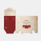 ヴィンテージ金ゴールドとレッドローズサンバースデーパーティー フェイバーボックス (折り畳みなし)