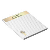 ヴィンテージ金ゴールドと机からの白いワイルドフラワー ノートパッド (アングル)