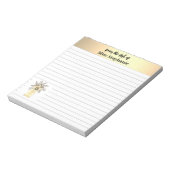 ヴィンテージ金ゴールドと机からの白いワイルドフラワー ノートパッド (回転)