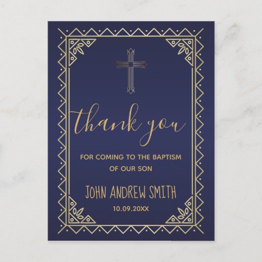 ヴィンテージ金ゴールドと海軍バプテスマありがとう ポストカード (正面)