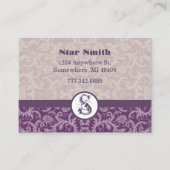 ヴィンテージ金ゴールドと紫渦巻形のダマスク模様 名刺 (正面)