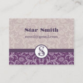 ヴィンテージ金ゴールドと紫渦巻形のダマスク模様 名刺 (裏面)