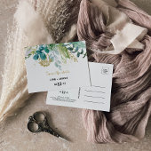 ヴィンテージ金ゴールドと緑のユーカリ日付を保存 ポストカード