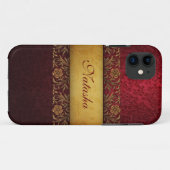 ヴィンテージ金ゴールドと赤パーソナライズされた Case-Mate iPhoneケース (裏面(横))