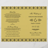 ヴィンテージ金ゴールドと黒アールデコ結婚式 プログラム (正面)