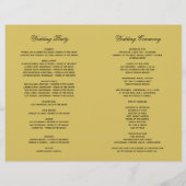 ヴィンテージ金ゴールドと黒アールデコ結婚式 プログラム (裏面)