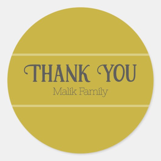 ヴィンテージ金ゴールドの色を個人用に無地の設定して感謝 ラウンドシール (正面)