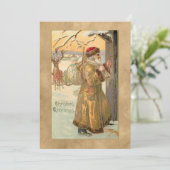 ヴィンテージ金ゴールドの花嫁を務める父クリスマス・イン・スノー シーズンカード (スタンド正面)
