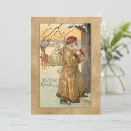 ヴィンテージ金ゴールドの花嫁を務める父クリスマス・イン・スノー シーズンカード (スタンド正面)
