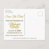 ヴィンテージ金ゴールドの花嫁結婚式の日付写真を保存 案内ポストカード (裏面)