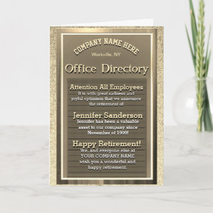 ヴィンテージ金ゴールドの退職サイン – Office Humor カード