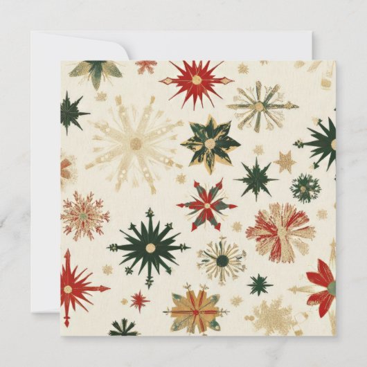 ヴィンテージ金ゴールドの雪片のパターン写真 シーズンカード (裏面)