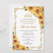 ヴィンテージ金ゴールドひまわりイエローフローラキンセアニラ 招待状 (正面)