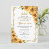 ヴィンテージ金ゴールドひまわりイエローフローラキンセアニラ 招待状 (スタンド正面)