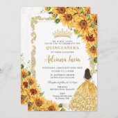 ヴィンテージ金ゴールドひまわりフローラプリンセスキンセアニラ 招待状 (正面/裏面)