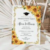 ヴィンテージ金ゴールドひまわり黄色フローラ卒業 招待状