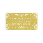 ヴィンテージ金ゴールドアイボリー結婚アールデコ差出人住所 ラベル (正面)