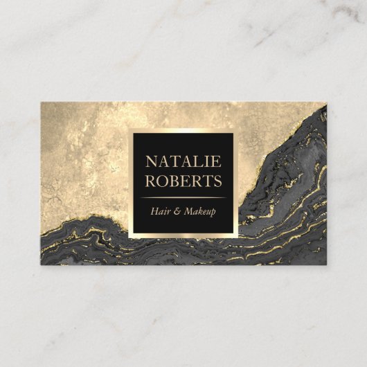 ヴィンテージ金ゴールドアガテメイクアップアーティストヘア美しいサロン 名刺 (正面)