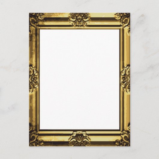 ヴィンテージ金ゴールドアンティークスクロール写真フレーム ポストカード (正面)