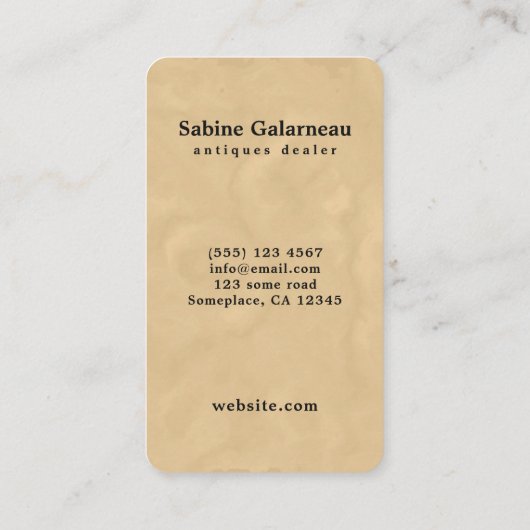 ヴィンテージ金ゴールドアンティークスケルトン鍵アンティークディーラー 名刺 (裏面)