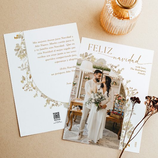 ヴィンテージ金ゴールドアーチ写真Feliz Navidad シーズンカード