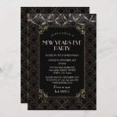 ヴィンテージ金ゴールドアールデコフルーアデリス新年パーティー 招待状 (正面/裏面)