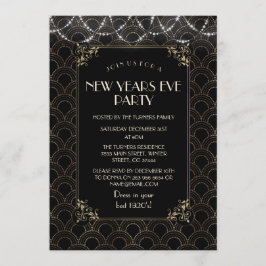 ヴィンテージ金ゴールドアールデコフルーアデリス新年パーティー 招待状