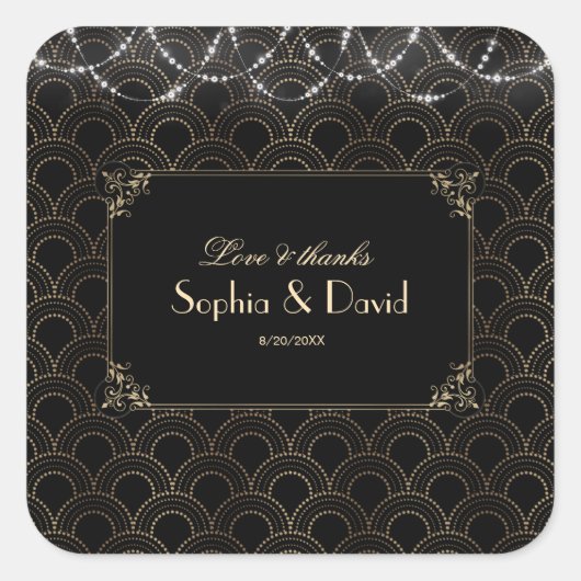 ヴィンテージ金ゴールドアールデコフルーアデリス結婚ズ スクエアシール (正面)