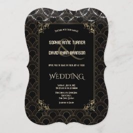 ヴィンテージ金ゴールドアールデコフルーアデリス結婚ズ 招待状